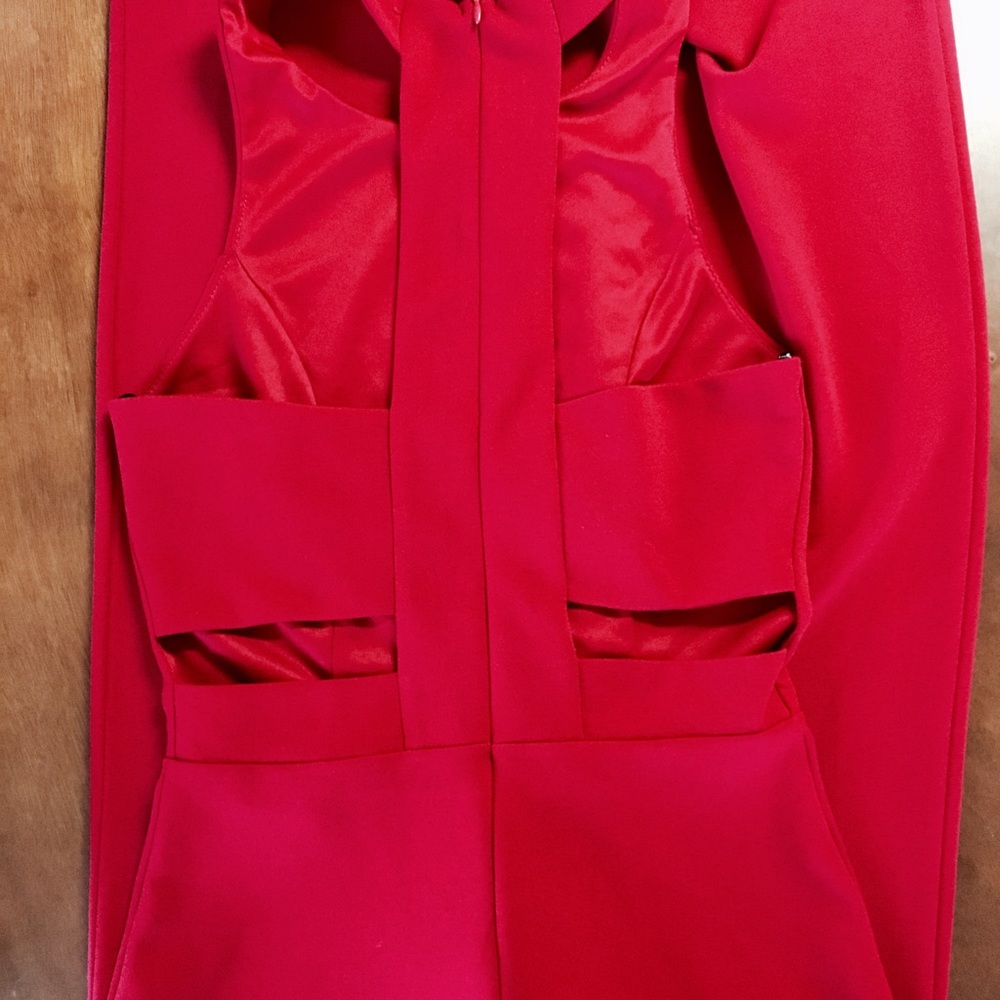Red Sleeveless Wide-Leg Jumpsuit - Picture 4 of 6